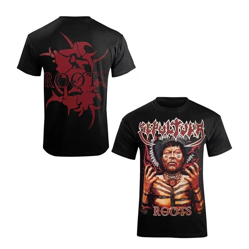 2026 Summer Fashion Trendy Tee Men Women Vintage Top Simple Retro SEPULTRA Band Dark Metal T-Shirt Cotton Graphic Tee Hip Hop Streetwear Oversized Top