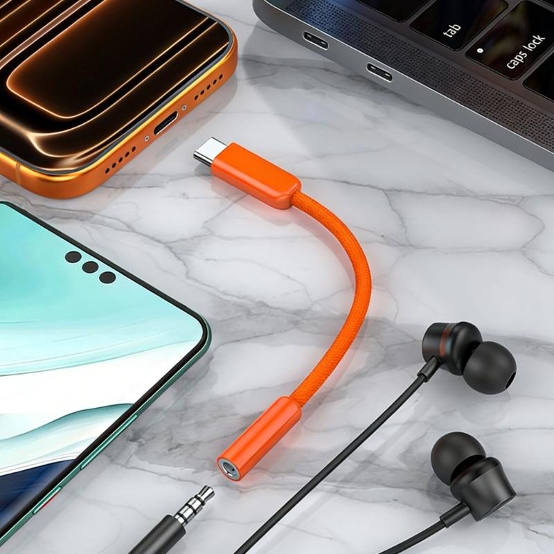 Travel Braided USB C Male To 3.5mm Female Headphone Adapter Cord Line Supports Quality Sound Transmission