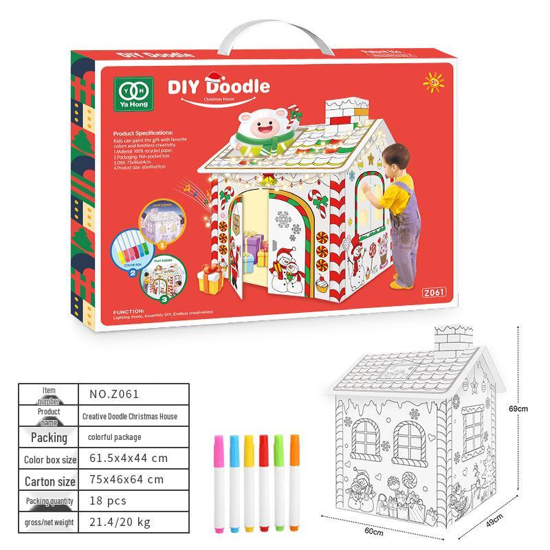 

Набор для раскрашивания 3D DIY картонного домика - Рождественская игрушка-пазл для раннего развития детей