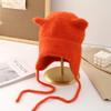 Cute Bear Ears Knitted Wool Hat Women's Big Head Circumference Versatile Face Little Lei Feng Hat Warm Ear Protection Hat Tide