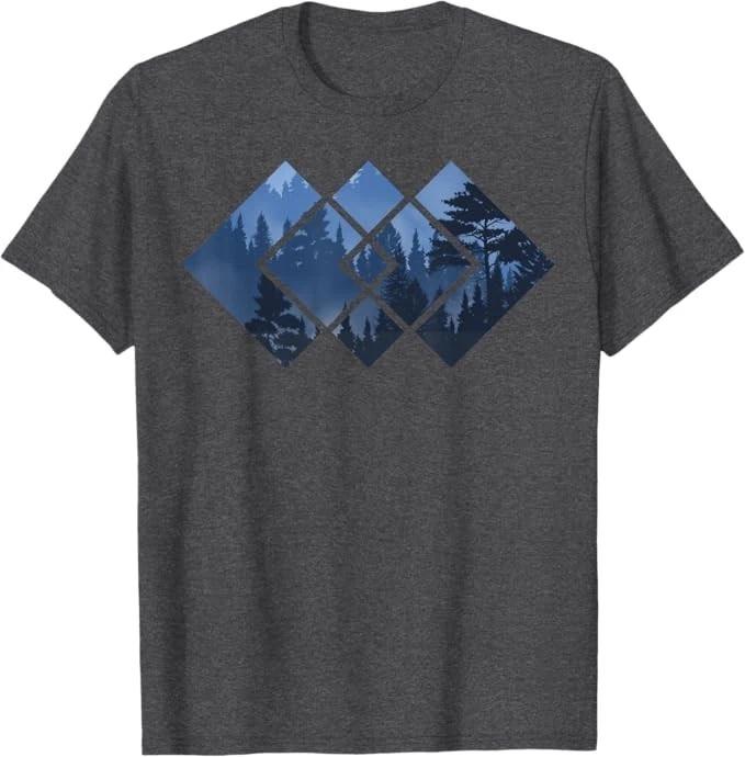 Forest Nature Square T-shirt Comfortable and Breathable Soft Fashionable Funny Daily Sports Wear Men's Clothing Men Tee