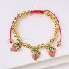 Hot Sale Cute Cherry Strawberry Pendant Copper Bead Chain Bracelet High Quality Crystal Zirconia Fruit Jewelry For Daily Wear