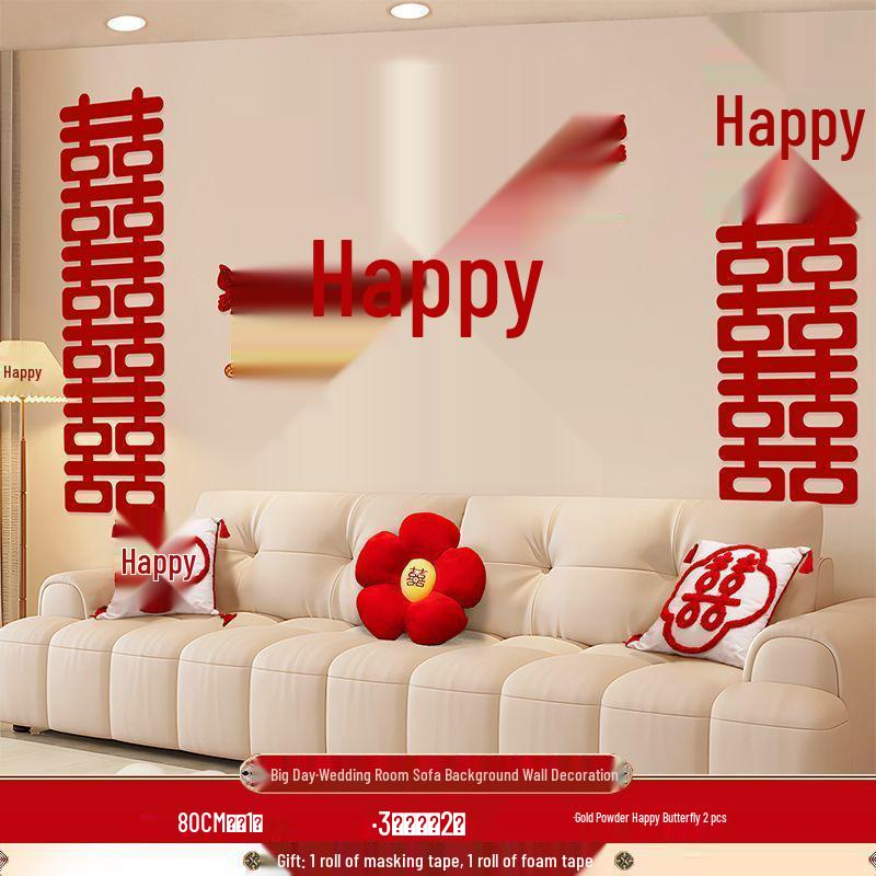 Wedding Room Decoration Set: Sofa Background Wall Garland for Bride & Groom s New Home