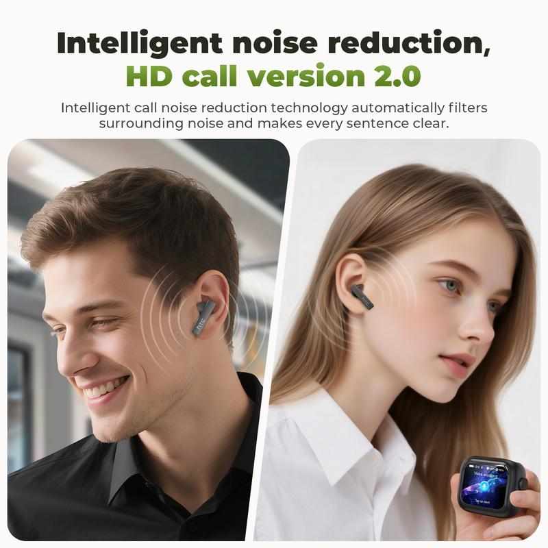 Headphones Bluetooth 5.2 TWS HTC Wireless Earphones Sports Earbuds With Microphone Full HD LCD Display Control Music Headset