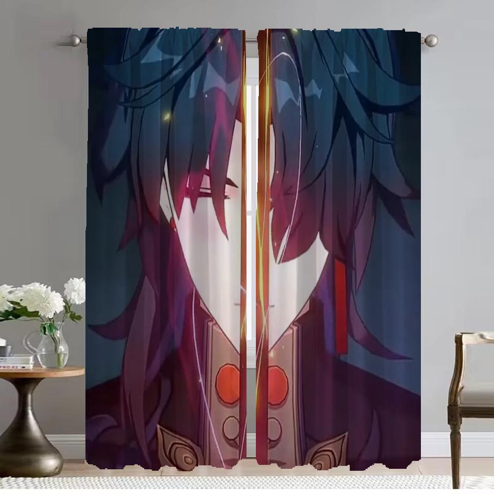 

Bug Resistant Honkai Star Rail Curtains Living Room Shades Halloween Decoration Home Interior Partition Curtain Set Of 2 Made Polyester Washable Ready W100*H130(CM)-Hooks&2PCS
