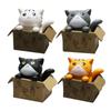 Cartoon 4pcs Cat Poor Box Kitten Model Small Statue Car Figurine Figure Crafts