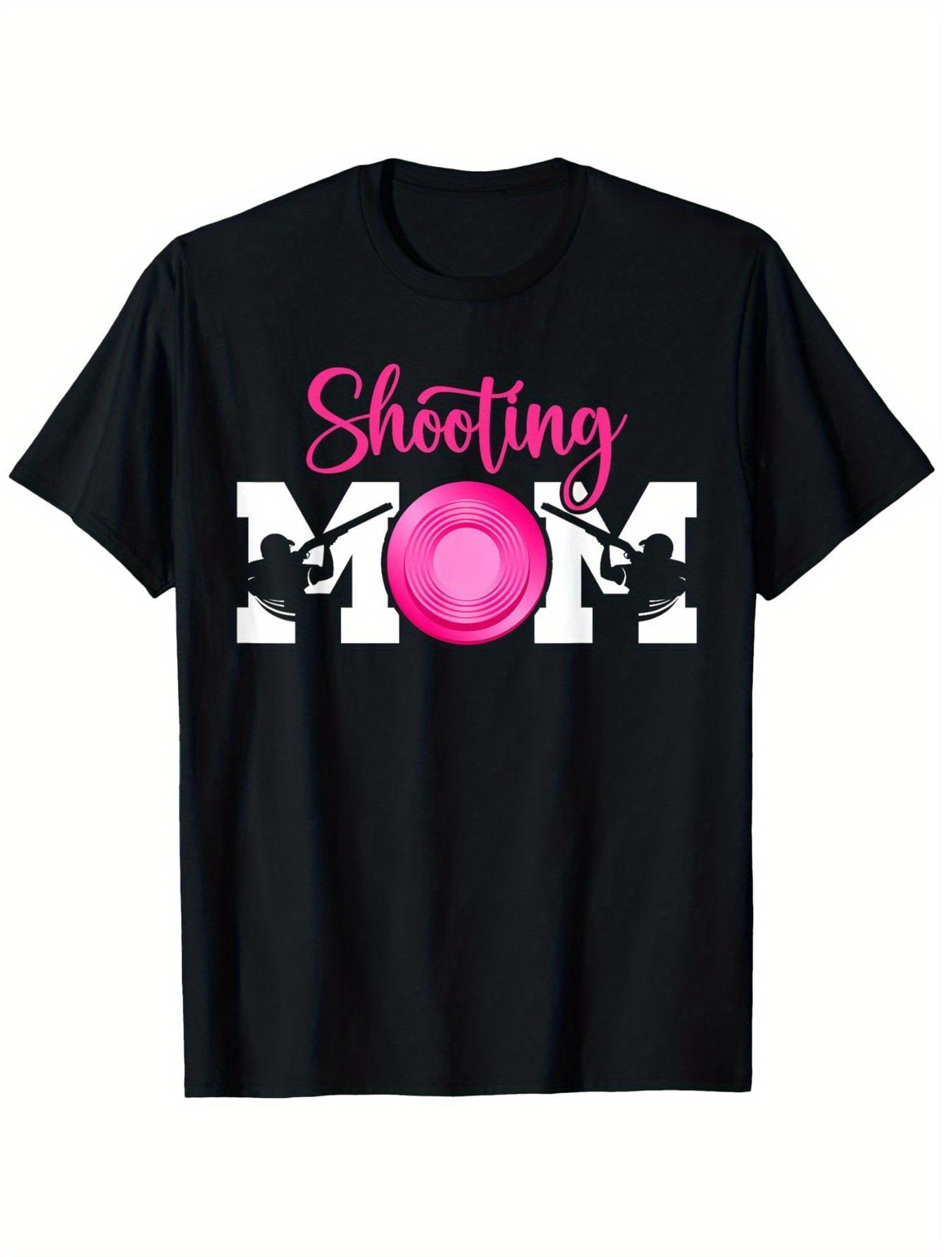 

Men s Heavyweight Shooting Sports T-Shirt- Shooting Mom Graphic Tee with Pink Accents- Soft Breathable Fabric for Trap Shooting S