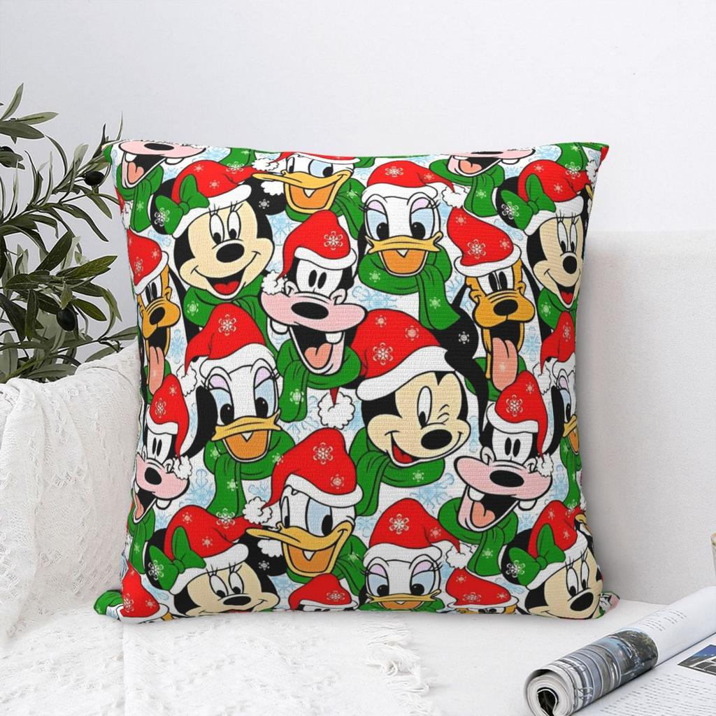 Kawaii Mickey Mouse Christmas Pillowcase Double-sided Printing Cushion Cover Decorations Pillow Case Cover Home Square 18''