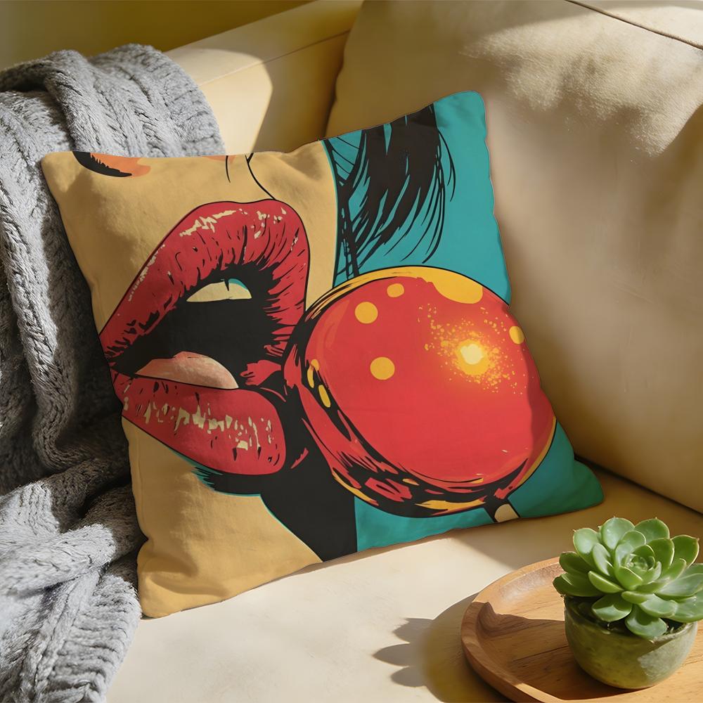 Cushion Cover Washed Linen Soft Breathable Decorative Case for Sofa Home Pillow Cover Roy Lichtenstein
