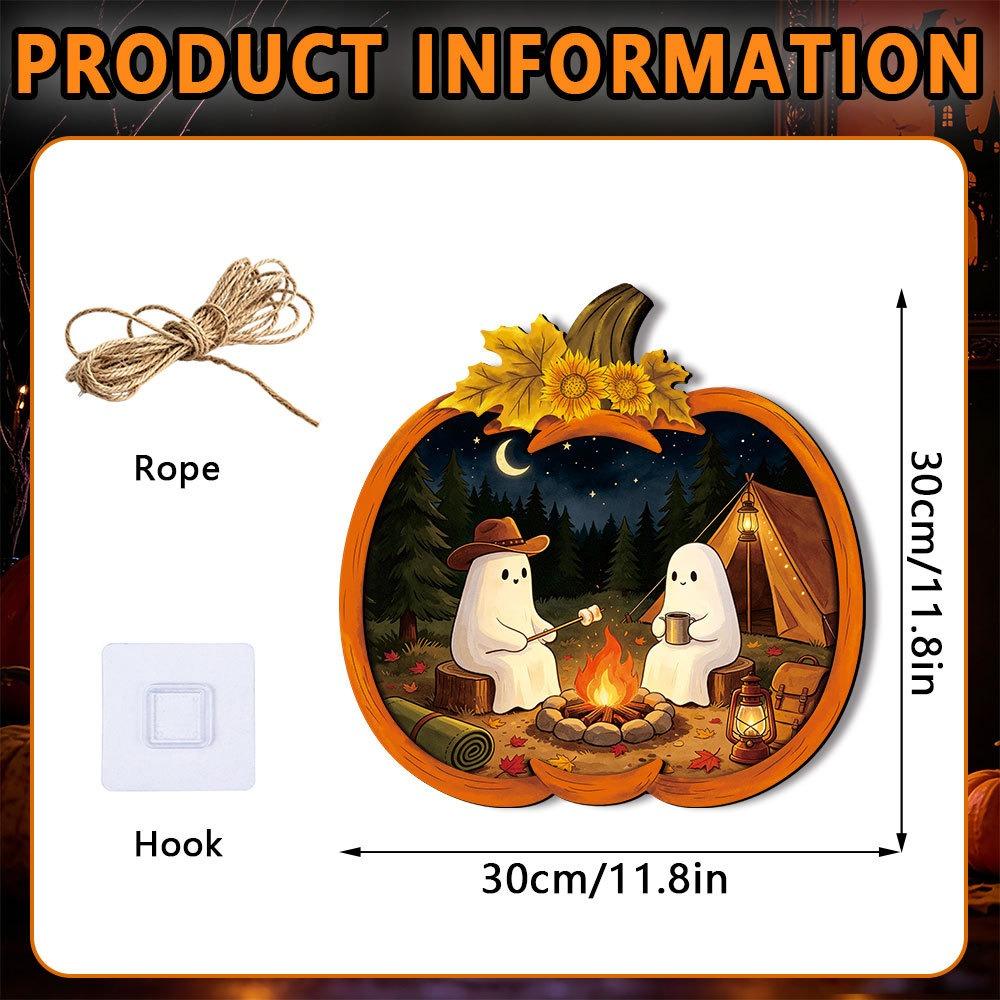 Cartoon Ghost Halloween Pumpkin Light-up Signage Lighted Pumpkin LED Lamp Wall Hanging Plaque Multi-functional Scenery Layout