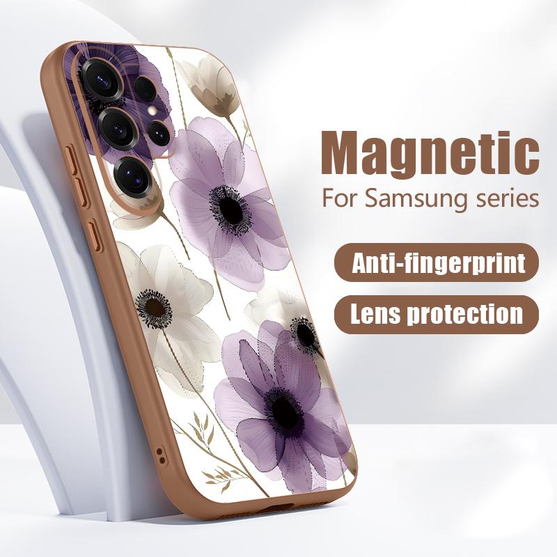 INS Watercolor Flower Magnetic Case For Samsung S26 Ultra S25 Edge S24 FE S23 S22 Plus A54 A15 A35 A55 A16 A36 A56 A17 A37 A57 5G Matte Cover