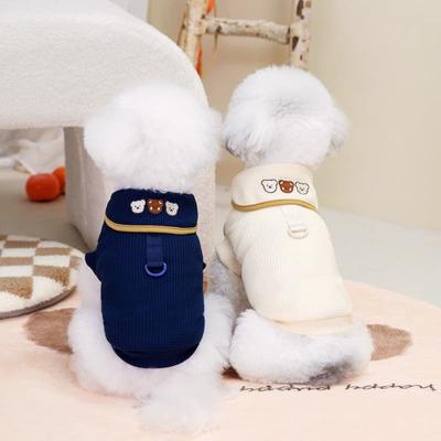 Puppy Clothes Teddy Bichon T-shirt Lapel Cat Pattern Pet T-shirt