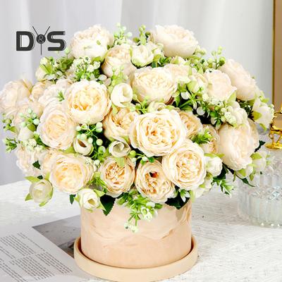 Artificial Peonies Bouquet 5 Heads Fake Flower Bouquet Realistic Faux Silk Flowers for Indoor Outdoor Home Party Decor Wedding