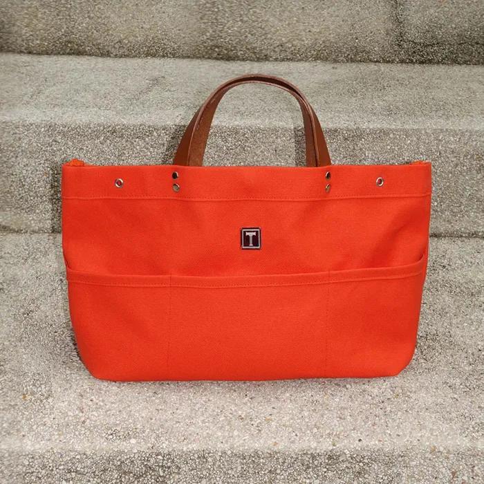 TIRARE-1929 Made In Japen Canvas Cotton100% KAWASHIMA Italy-buttero Strap Tote Bag _ Orange (M