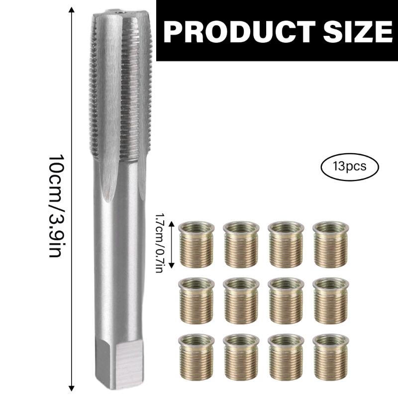 Spark Plugs Thread Repair Tool Metal Inserts M14x1.25 Tap Rethreaded Kit Professional Spark Plugs Thread Hole Repair Tool
