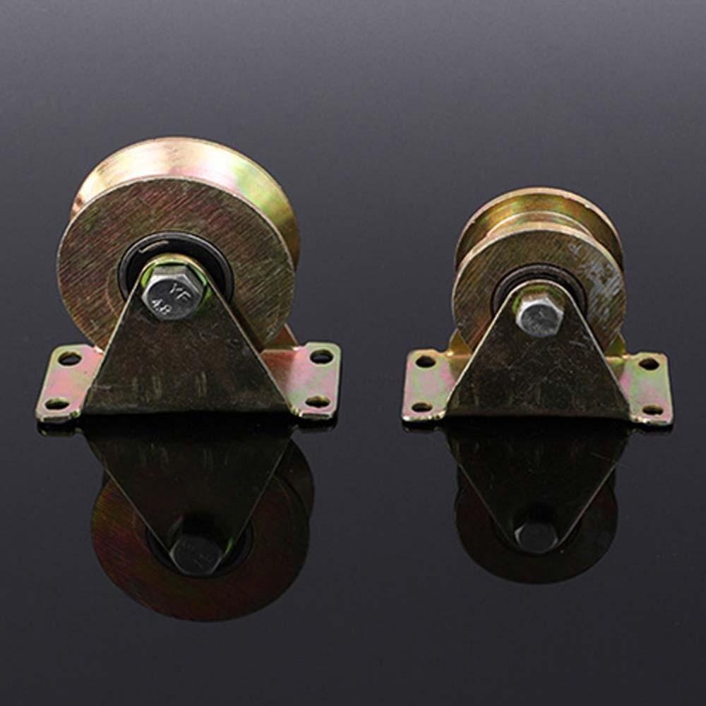 2pcs Smooth Rolling V Sliding Track Wheels Heavy Duty Sliding Door Metal Rollers Crane