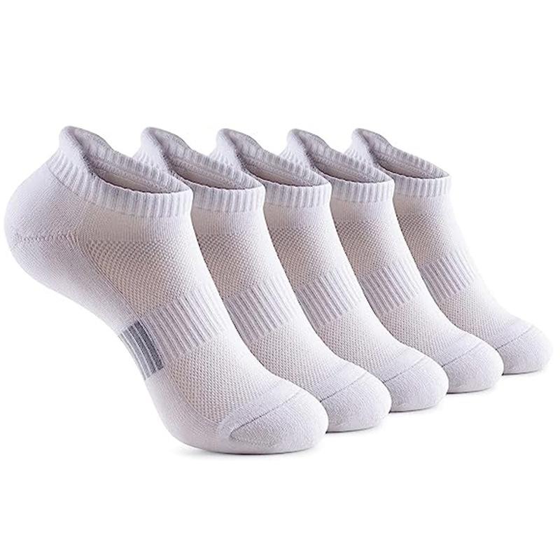 5 Pairs Womens Sport Ankle Socks Single Color Running Athletic Cushioned Sole Socks with Tab