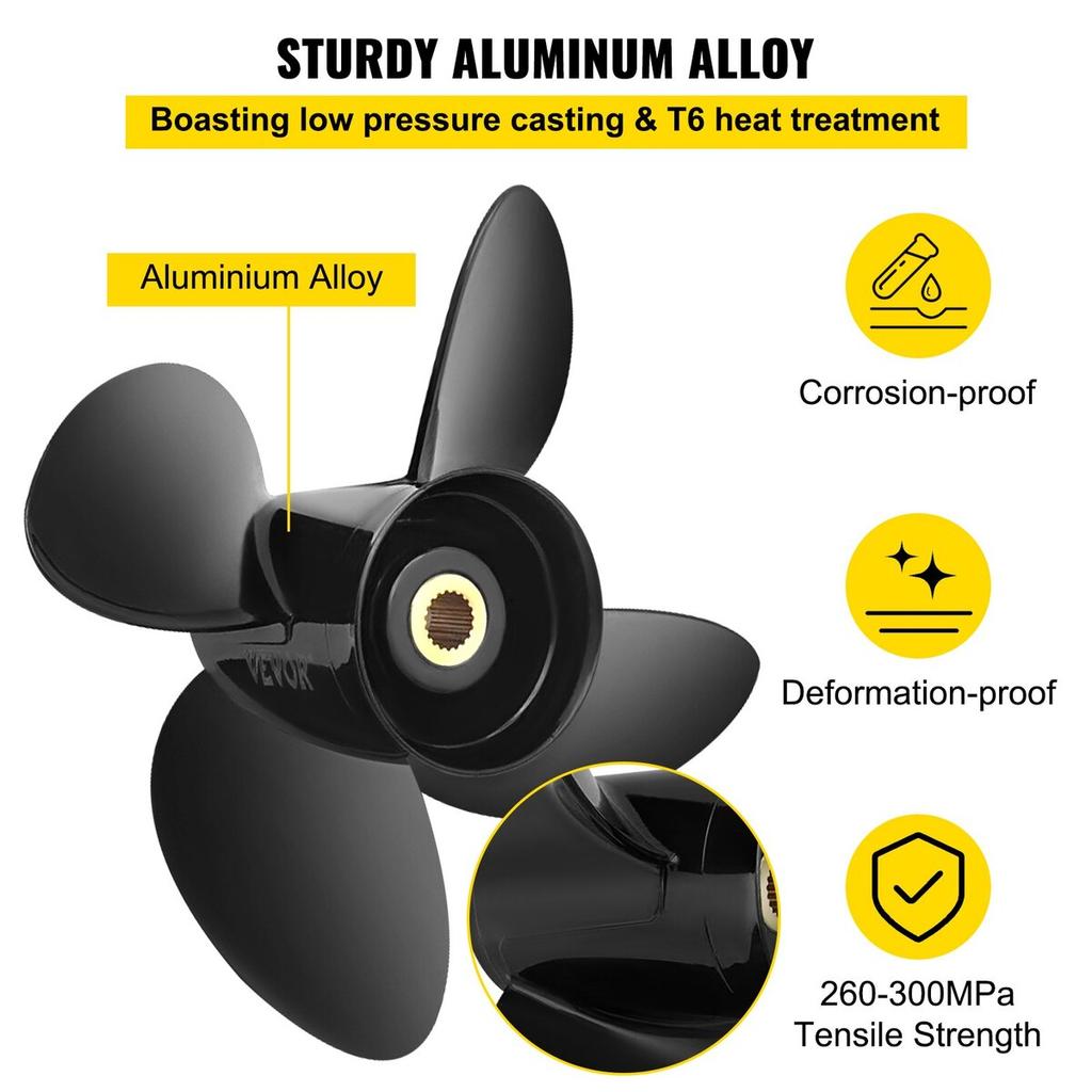 Outboard Propeller, Replace for OEM 3587522, 4-Blade 14 1/4\" x 19\" Pitch Aluminium Boat Propeller, Compatible with Volvo Penta SX Drive All Models,