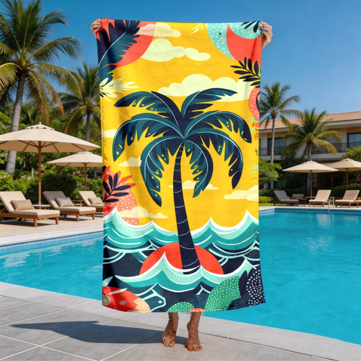 

Tropical Island Style Theme polyester microfiber beach towel is highly absorbent, suitable for swimming and beach outings W40*H60(CM)