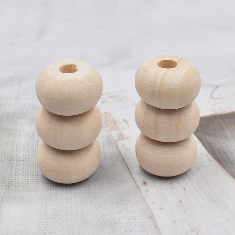 20pcs 20x12MM Natural Wooden Beads DIY Supplies for Crafts Making Handmade Jewelry Decor Round Wood Beads for Wedding Ornaments