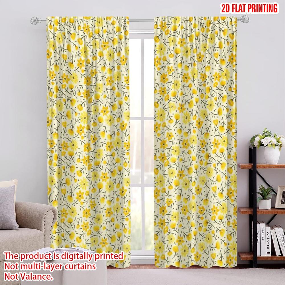 

2pcs,2D plane printing Window Curtain Floral Amanda Sheet Durable 100% Polyester Fabric (without rod) Versatile All for Bedroom 52.50 × 116.00 cm 2 pcs