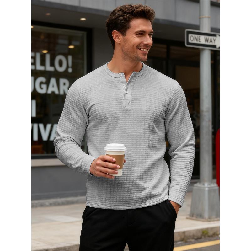 American Style Mens Long Sleeve Hoodless Jacquard Slim Fit Vintage Sweatshirt