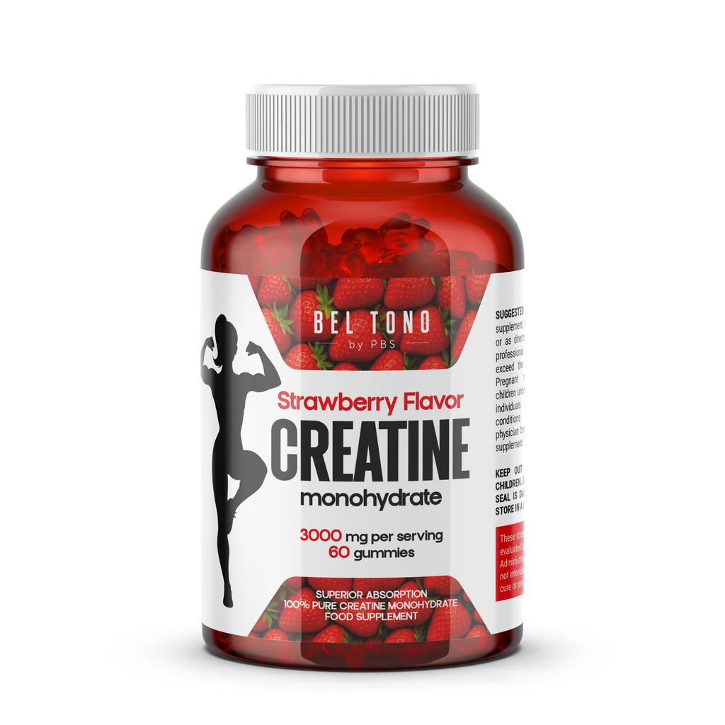 Kreatin-Monohydrat-Gummis 3000mg (Erdbeeren) / Kreatin-Monohydrat 3000mg, 60 Gummibärchen