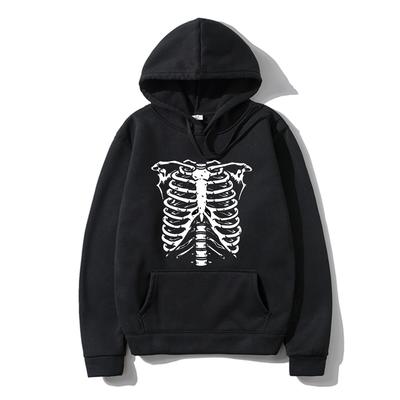 Unisex Hoodies Hip-hop Streetwear Oversized Black Skeleton Goth Hoodie Casual Hoodies Winter Warm Punk Sweetshirts Gothic Clothes