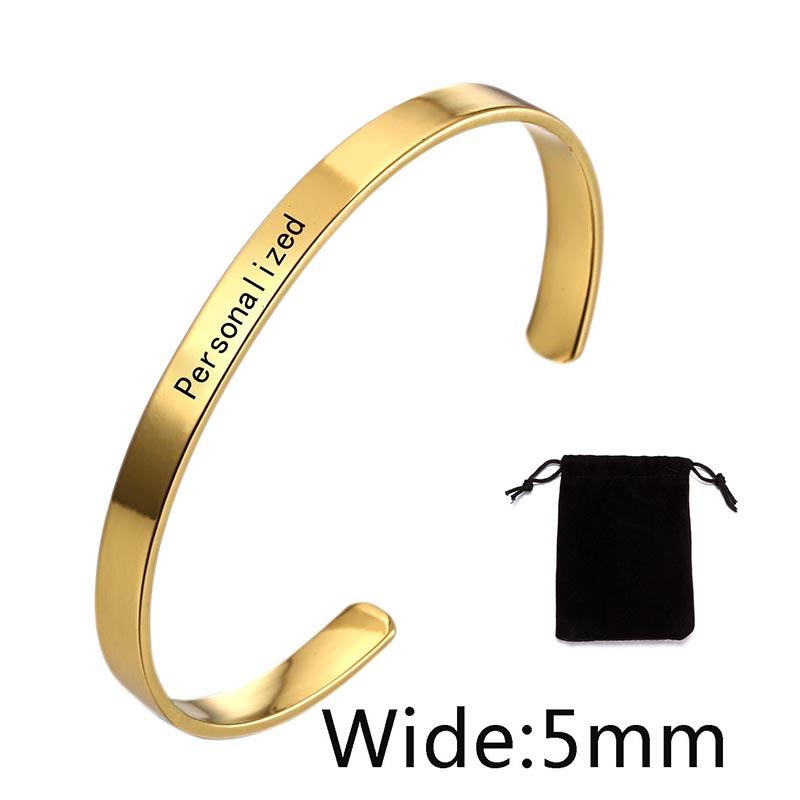 Stainless Steel Pearsonalized Bracelet Name Character Letter  Engraved Custom Cuff Bangle Women Men Fashion Jewelry Dropshipping