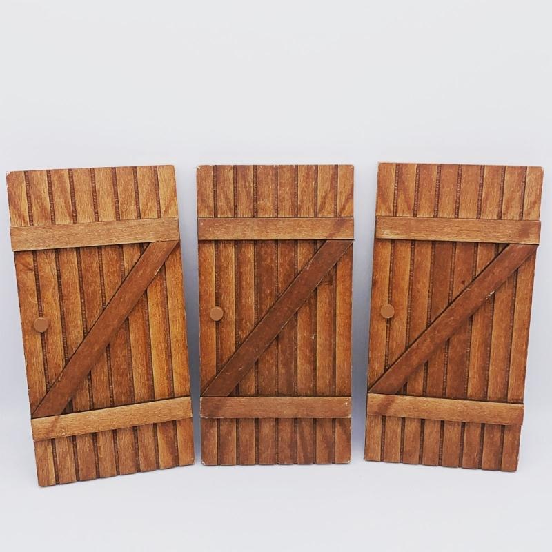 Wooden Doll House Holiday Decoration Set With Carved Door Pine Wreath Mailbox For Christmas Village Scene Setting