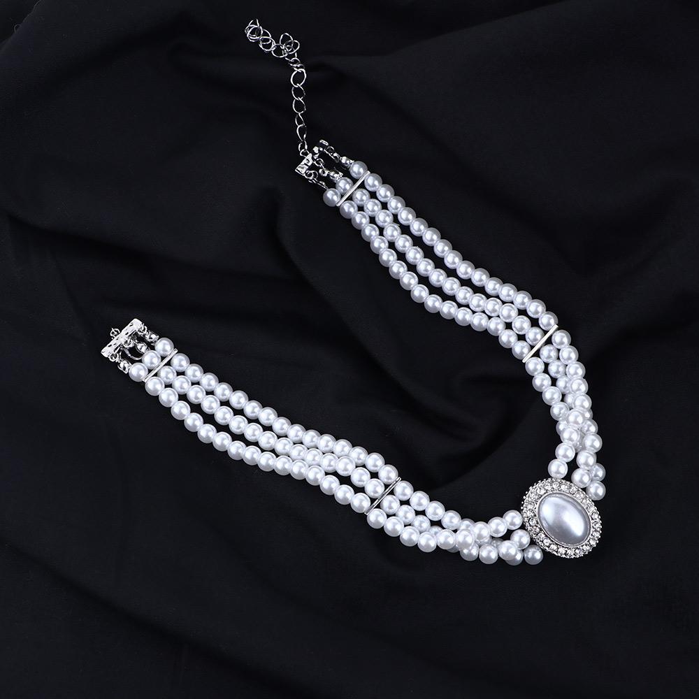 Triple Layer Temperament Pearl Rhinestones Jewelry Accessories Korean Style Choker Women Necklace