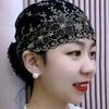Soft Beauty Lace Curling Hat Breathable Polyester Elderly Beauty Cap Dome Embroidered Flowers Mesh Lace Pullover Cap Gifts