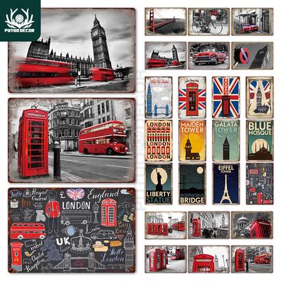 Londra Metallo Vintage Poster Targhetta Metallo Vintage Bar Caffè Britannico Casa Soggiorno Decorazione Murale Decorativa Latta Vintage
