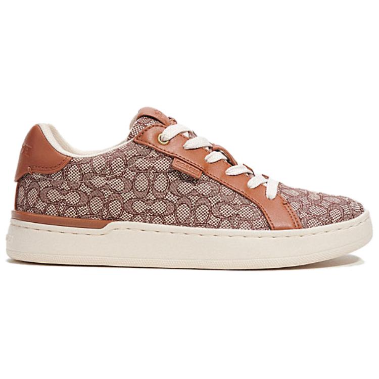 Coach Fabric Round Toe Lace-Up Low-Top Casual Shoes Women sneakers Brown CN171-URC
