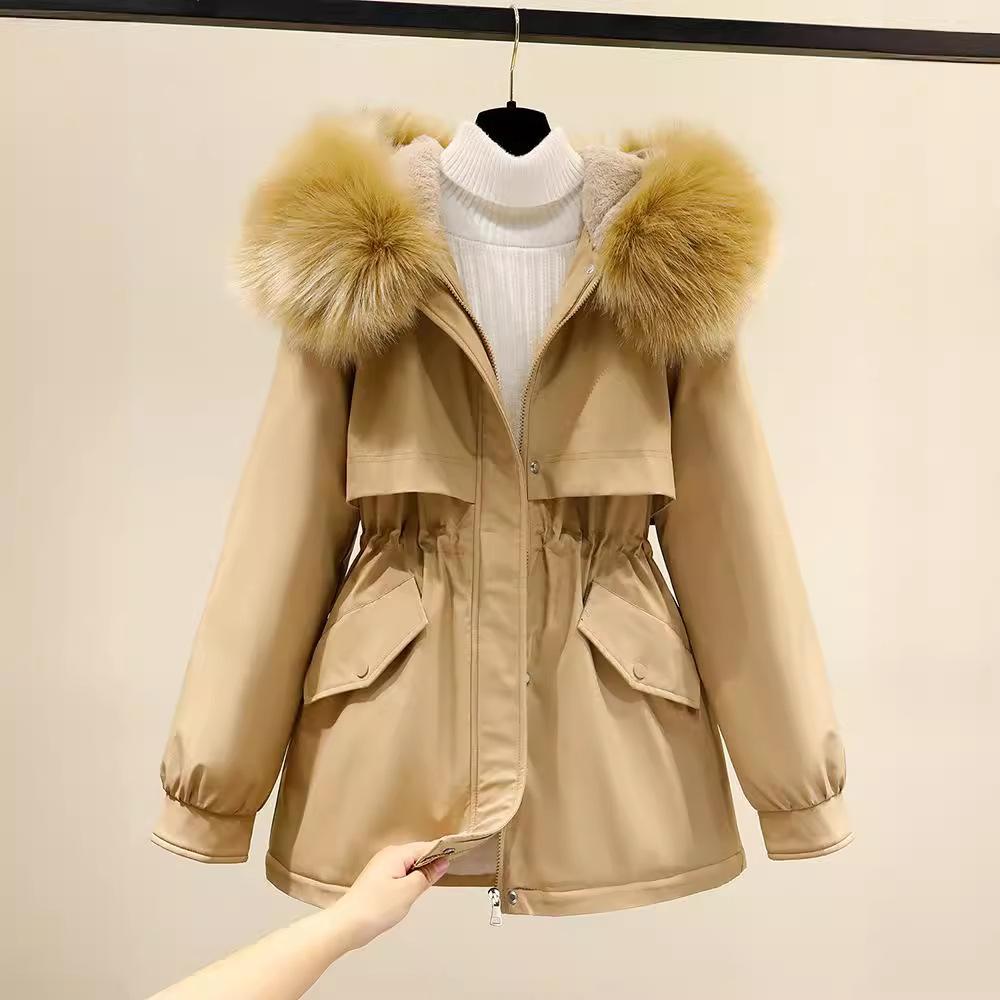 2023 winter new slim-fitting small Parker tooling cotton women's short fashion velvet thickened Parker cotton clothes