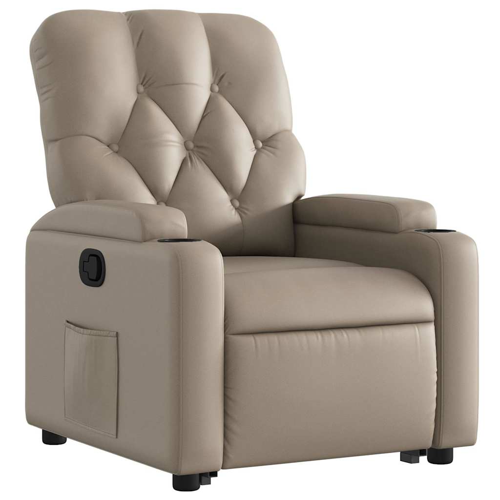 Recliner with Rising Aid Cappuccino Brown Artificial Leather