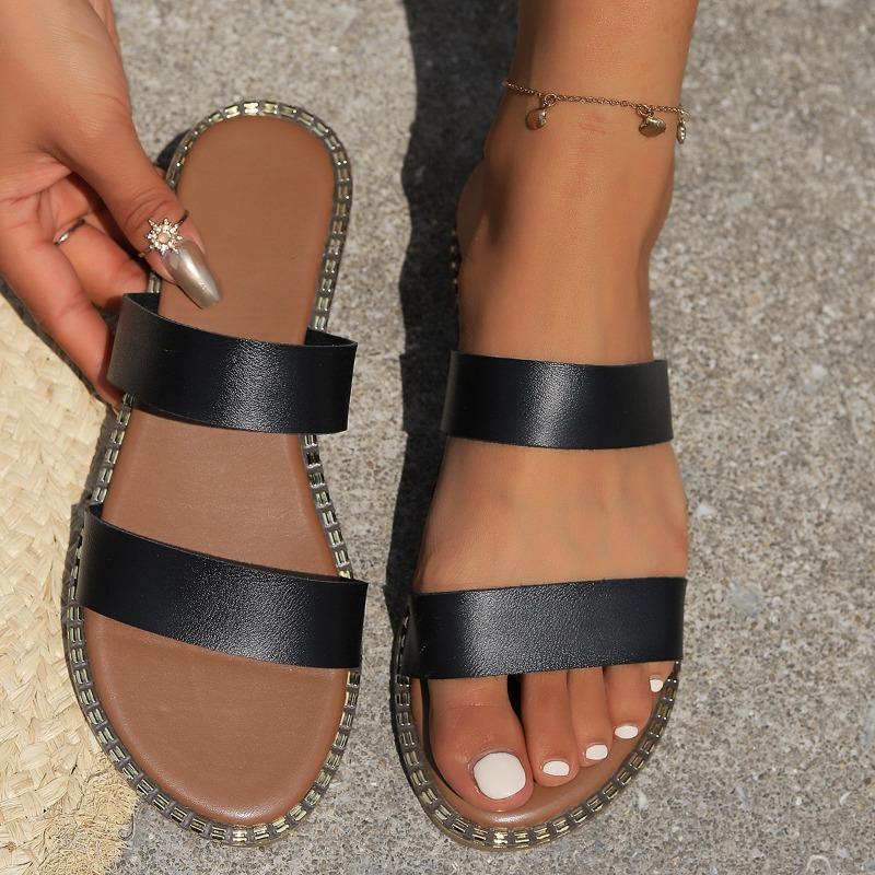 

Женская летняя однотонная простая римская обувь с ремешком на щиколотке в стиле ретро с круглой головкой и плоской подошвой, удобная для женщин 43