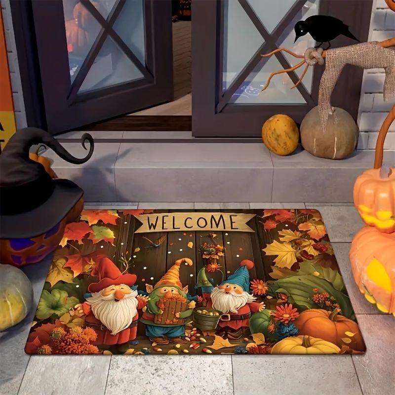 Autumn Harvest Dwarf Carpet, Welcome Signage Easy-to-clean Entrance Floor Mat, Entry-level Home Decoration