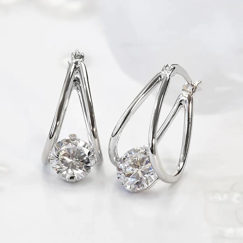 

CAOSHI Simple Fashion Female Hoop Earrings with Shiny Zirconia Versatile Jewelry Women Trendy Lady Daily Wearable Accessories