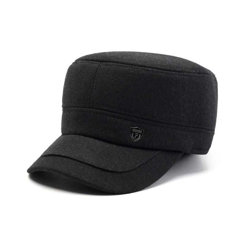 Winter hat Men's fleece cold-proof and warm flat-top hat Grandpa woolen thickened ear protector duck tongue cotton hat