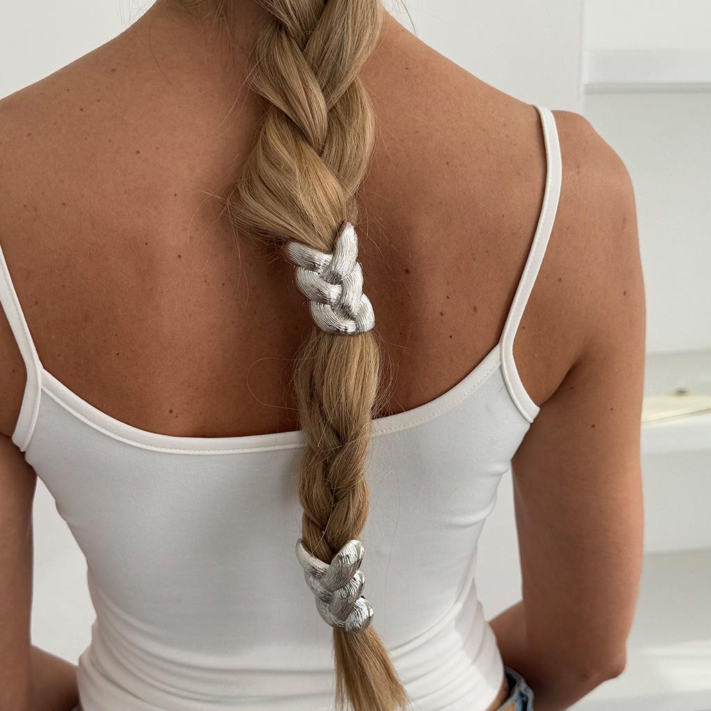 Punk Metal Zopf-förmiges Elastisches Haarband Damen Mädchen Einzigartiges Design Pferdeschwanz Haargummi Gummiband Scrunchies Y2K Haarschmuck