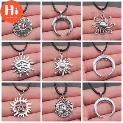Hi Gifts For Kids 1Pcs Sun Stars Pendant Necklace Jewelry 42+5Cm Leather Necklace