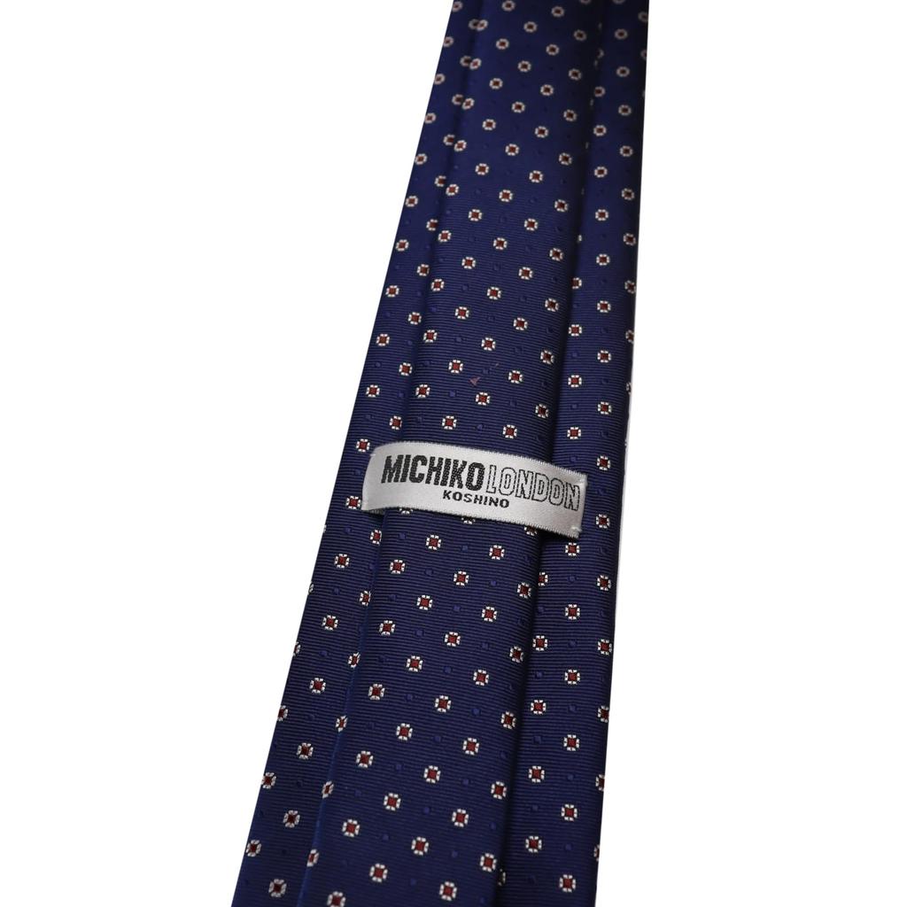 [Michiko London] Bonded fabric with lining for added volume. Made in Japan. KOSHINO brand tie. Small pattern. 100% silk. Unisex. MKJ-023 (Navy)