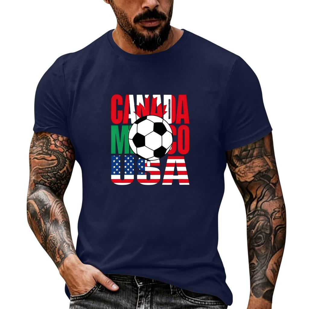 Men's Basic Crew Neck Short Sleeve T Shirt Loose Fit Casual Summer Top Soccer Themed Graphic Print Comfortable Daily Wear