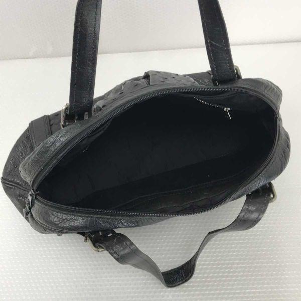 Ostrich Leather Handbag Black(USED)
