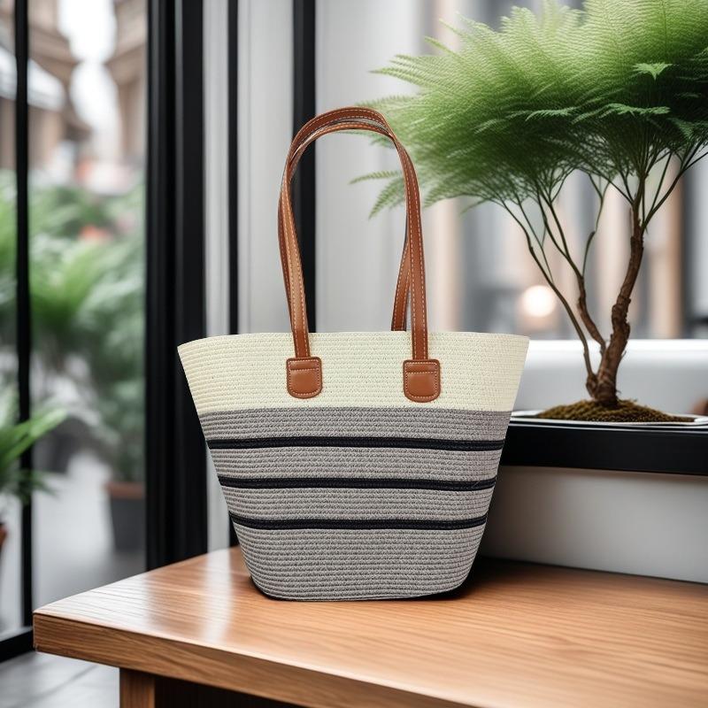 Strohtasche Damen Sommerwind neu Strand Meerseite Outdoor Urlaub Großraum Schultertasche