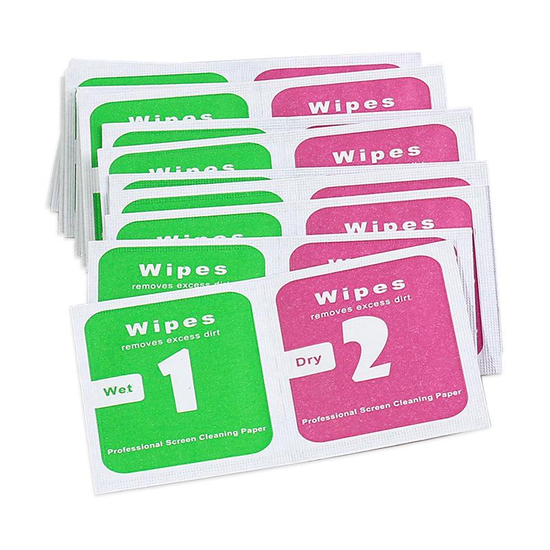 1+2 Wet & Dry Mobile Screen Cleaning Kit: Tempered Film, Dust Removal Sticker, Alcohol Pad