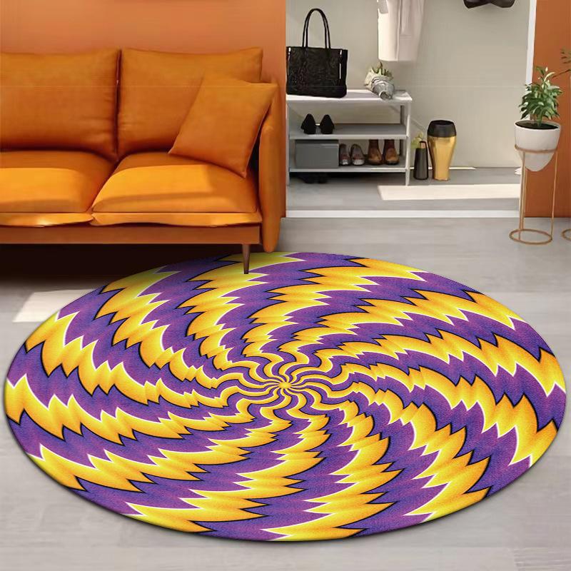 Black White Optical Illusion Spiral Checkerboard Vortex Round Mat Non-slip Carpet Rug for Living Room Home Decoration Carpet