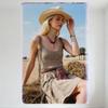 Sexy Blonde Woman In Vintage Western Style Tin Sign Rustic Country Aesthetic Metal Poster for Bar Pub Home Wall Decor 12x16 Inch