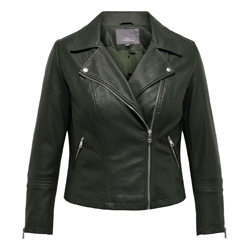 

Куртка из искусственной кожи цвета хаки в байкерском стиле для женщин ONLY CARMAKOMA